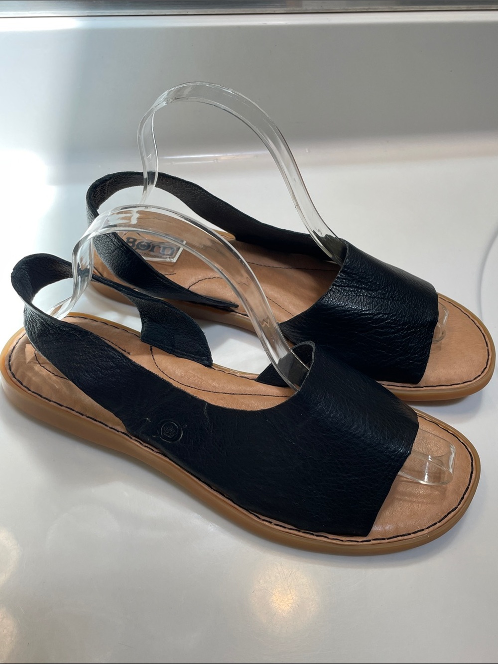 Born Women’s Khela Leather Black Tan Comfy Summer Vacation Slingback Sandals